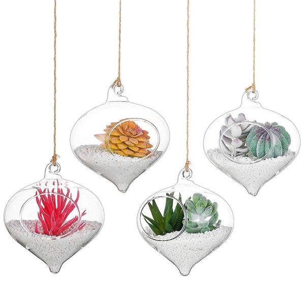 4 st hängande planteringskärl i glas, hängande luftväxthållare, blomkrukor Växtbehållare Terrarium