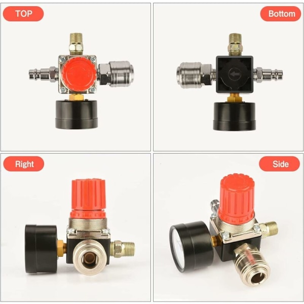 Enkel 1/4 4-håls tryckluftsregulator - Tryckluftsregulator med manometer