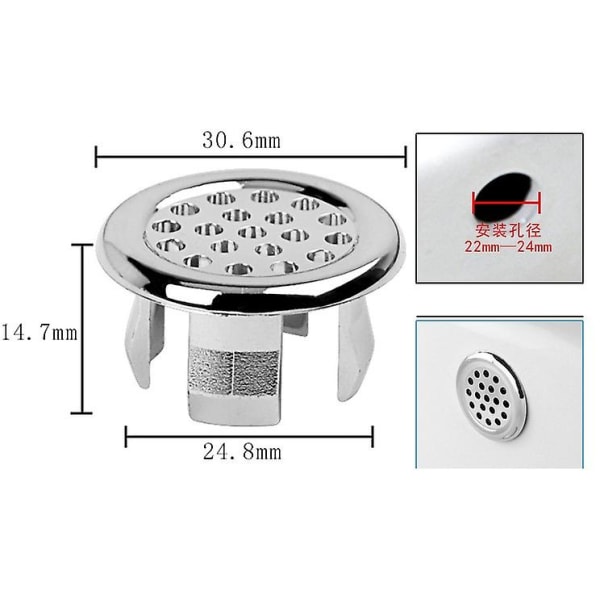 5 stk. Vanity Sink Overflow Cover Basin Sink Keramisk Baderom Vessel Kjøkken Servant Trim Remplacement