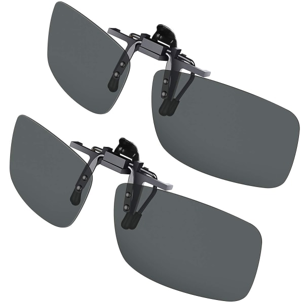 Clip On-solglasögon, [2-pack] Herr/kvinnor Uv400 Flip-up polariserade solglasögon - Bekväm och säker passform