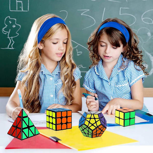 Speed Cube Sæt, 5 Pakke Magic Cube Bundle - 2x2x2 3x3x3 Pyramide Legetøj Til Børn