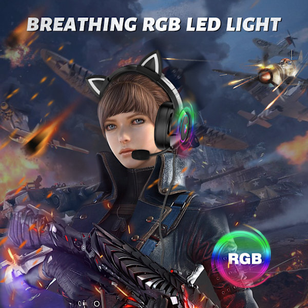K9 Katteøre Headset Til Xbox One, Ps4, Ps5, Pc (sort)