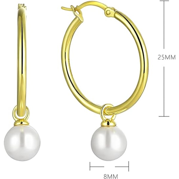 Simuloitu Danlge Pearl 925 Sterling Silver Hoop -korvakorut