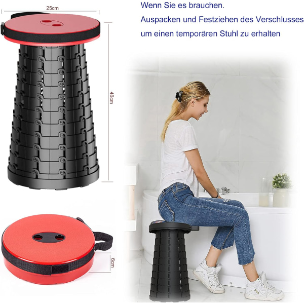 Portable Folding Stool, Camping Stool, Suitable for Concert, Bath