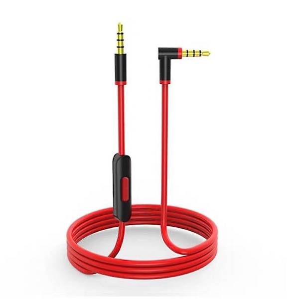 Ljudkabel kompatibel med Beats Solo/studio-hörlurar med fjärrkontroll (mikrofon) kompatibel med iPhone/iPad/iPod och Android-smartphones - Röd