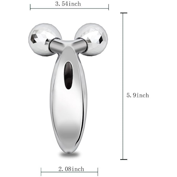 Ansikts- och kroppsmassagerulle, 3D-rullande ansiktsmassager Y-formad ansiktslyftande verktyg för fasthet och skönhetsmassage för ansikte och kropp (Silver)