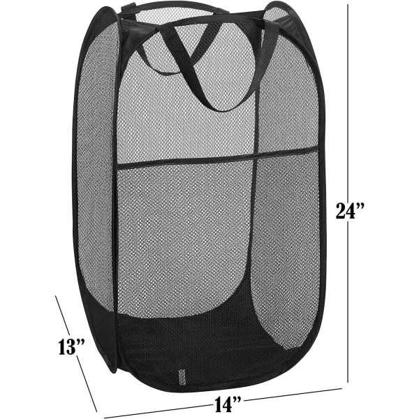 Hopfällbar tvättkorg i mesh - Bärbar, hållbart handtag, hopfällbar f