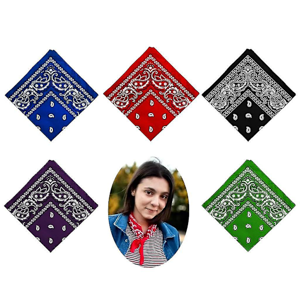 6 st paisley bandanas assorterade cowboy bandanas unisex nyhetstryck huvudband halsduk handledsskydd för vuxna och barn (blandade 21 färger slumpmässigt)