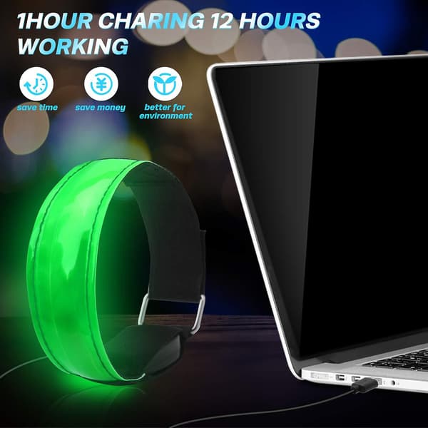 Spring Led Löparlampor För Löpare 2 Pack, Usb Laddningsbara Reflekterande Hög Synlighet Armbindlar, Säkerhet I Mörkret