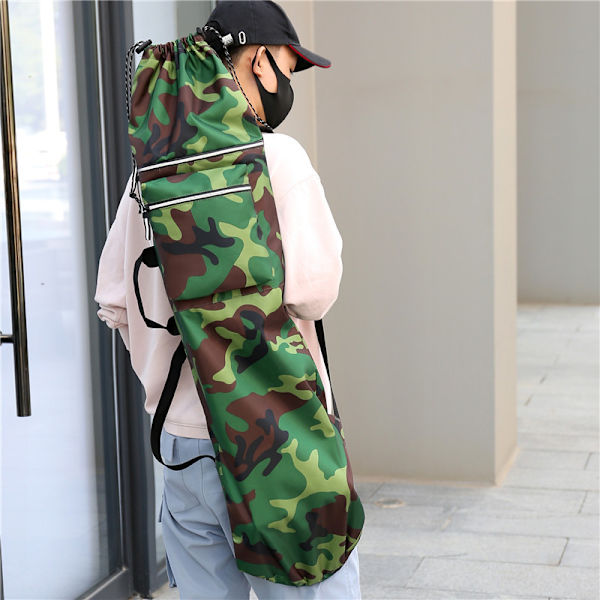 Skateboard ryggsäck Longboard väska Skateboard väska, grön camouflage