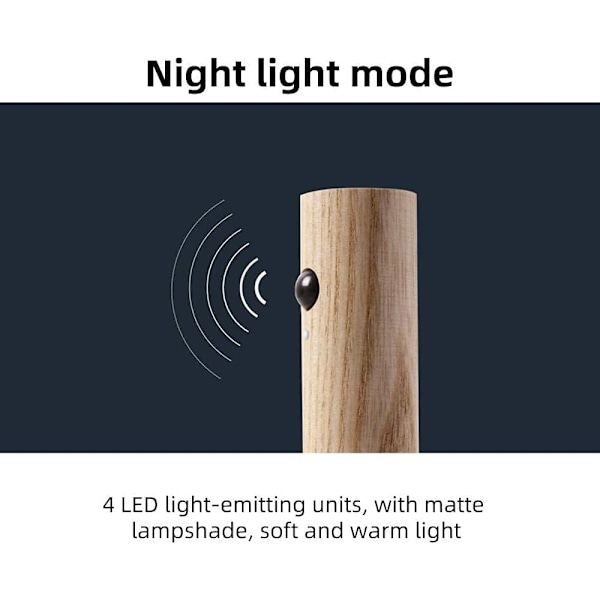 USB-laddad smart kroppssensor nattlampa, rörelsesensor nattlampa, hall sovrum gång trappa vägg induktionslampa (askträ nattlampa)