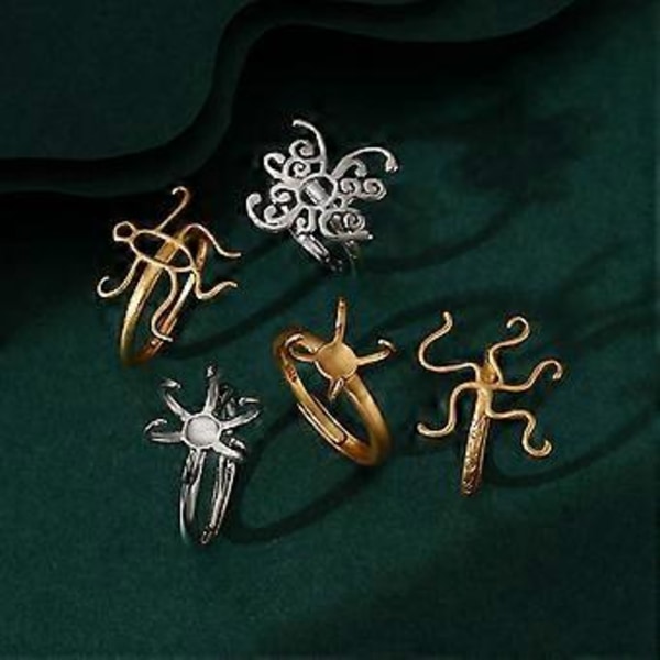 Kloringer Blank Justerbare Messingringer Baser Fingerringer Base for DIY Smykkelaging Innlagt Krystall Turkis Edelsten Gull Gold A