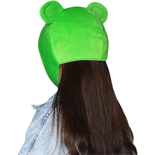 Söt grön plysch groda hatt pannband hatt klä upp cosplay kostym