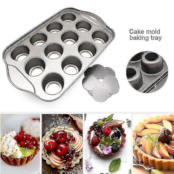 12 Mini Kagebakke Ostekage Kop Non Stick Muffin Cupcake Bageform Pan