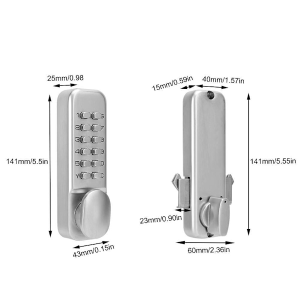 Digital kodelås dør lås - Krom - Vejrbestandig KeyPad C