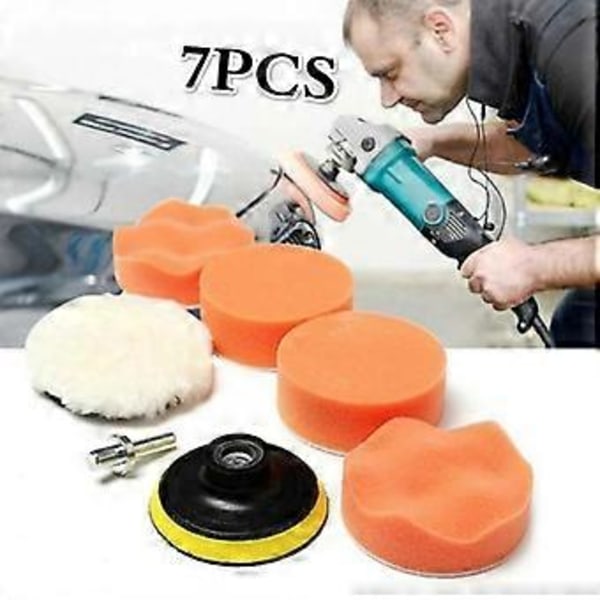 7 stk. 3'' Bil Svampsett Polering Voksing Detaljering Svampmatte Buffing Bilkarosseri Frontlykt