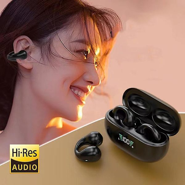 Q80 Bluetooth 5.3 Headset Clip On Ear Bone Conduction Digital Display