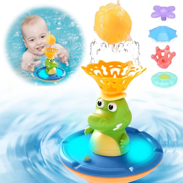 Baby , söt krokodil automatisk vattenspray Light Up Bathly sprinklerleksak, induktionssprinkler badkar duschleksaker