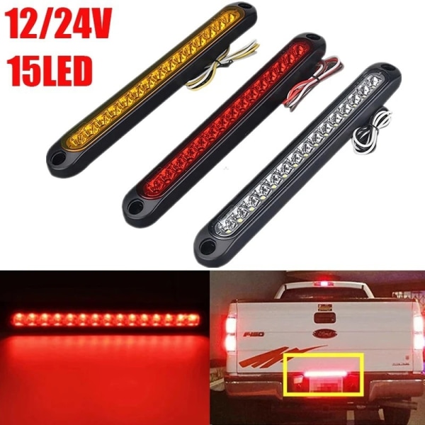 3pcs 15 led high bay brake tail light, 12v/24v car trailer tail l