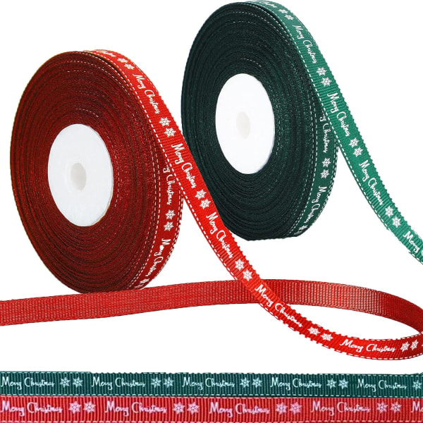 2 rullar 43 Yard Merry Christmas Ribbon Grosgrain Wrapping Rope Me