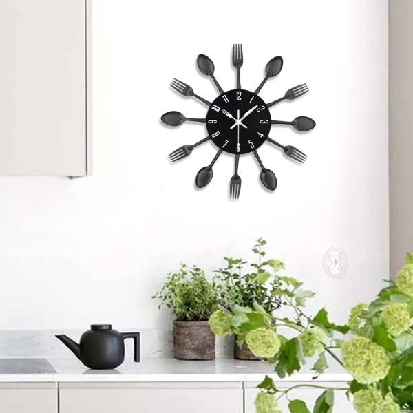 Mirror Effect Kitchen Clock with Removable 3D Sticker for Home De