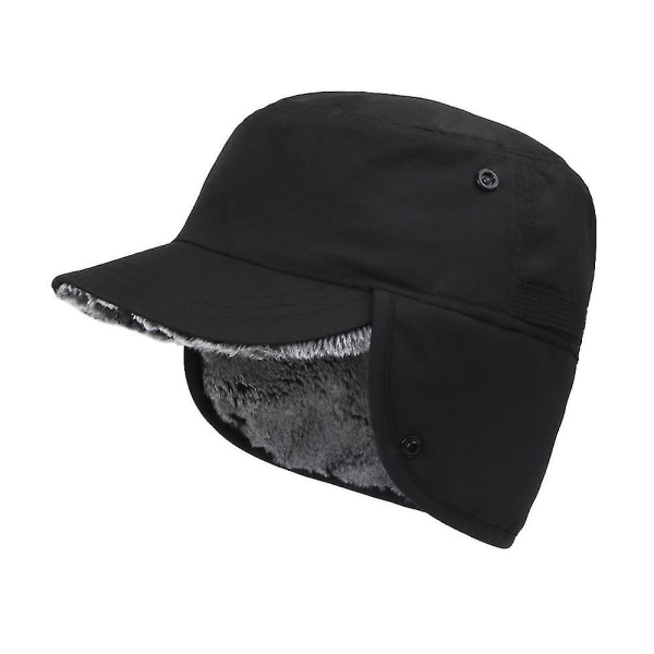 Vintervarm lue med øreklaffer og topplue-basecap, vanntett, unisex (rød)