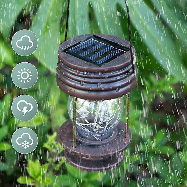 Utomhus hängande solcellslyktor vattentäta med retrodesign solcells-LED 2 st