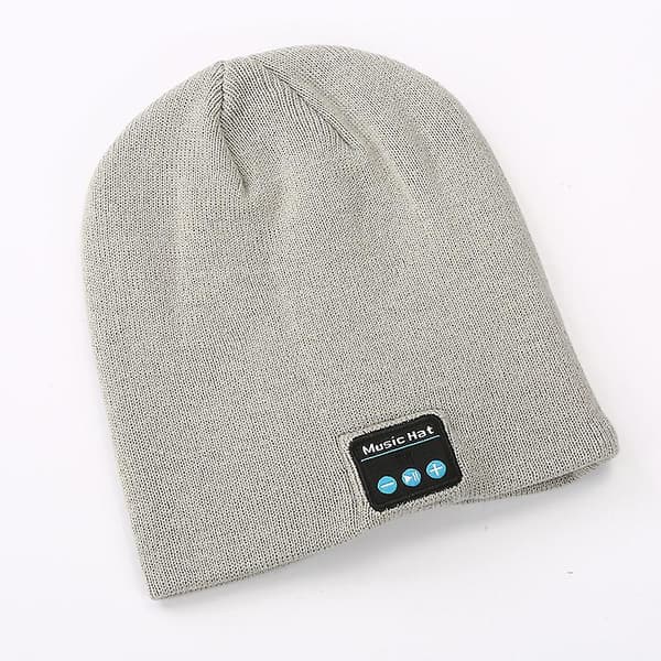 Bluetooth musikklue strikket lue Bluetooth lue binaural samtale lytte til sanger（GRÅ）