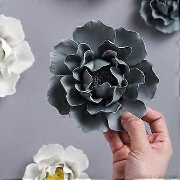 3D Keramisk Blomst, Kunstig Lotusblomst Veggdekorasjon Veggkunst Bryllupsfest Midtstykke