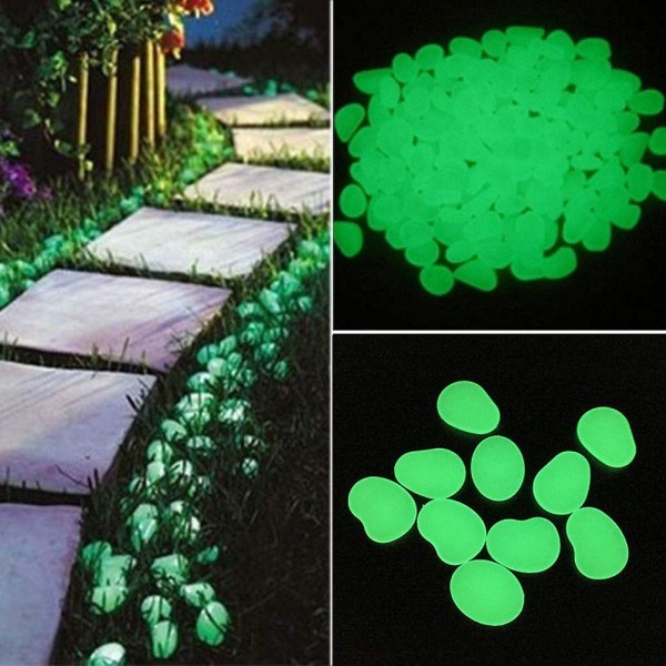 50 st Glow In The Dark Pebble Stones Lysande Dekorativt För Fish Tank Garden Pathway Blomkruka Säng Glänsande Primärfärg