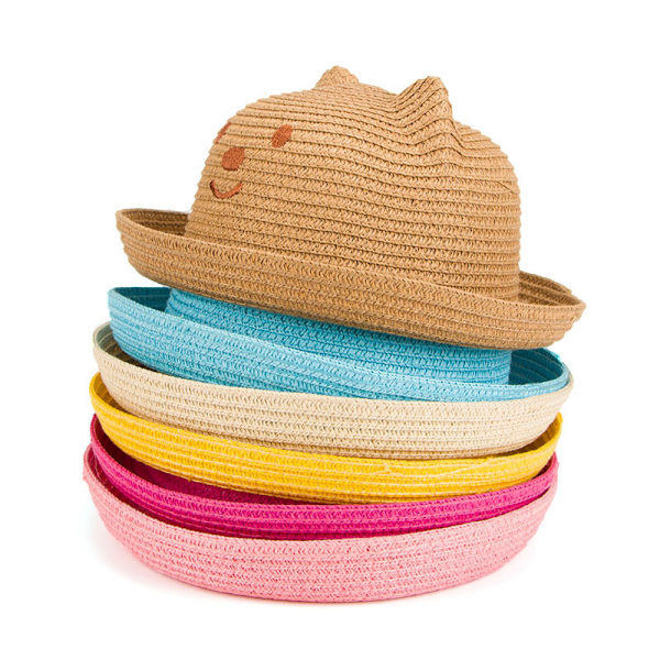 1 st Floppy Hat Bred Brätte Solhatt Mode Resa Baby Strandhatt Perfekt för Semester Mörkblå Halm