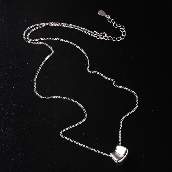 Halsband litet pendel i 925 sterlingsilver enkel konkav konvex seiko kedja dragsko 2 silverfärgad N0227G