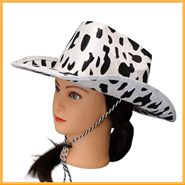 Cowboy Hat Fun Cow Print Hat Unisex Musta ja Valkoinen Cowboy Hat