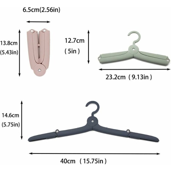 Reise sammenleggbare kleshengere, bærbare sammenleggbare kleshengere med sklisikre spor, for familiereiser, bil og camping (6 stk)