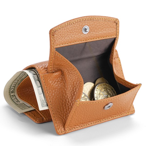 Spesial brun utgave 1 individuell lommebokmodell i kuskinn "wiener"-stil med typisk LEAS firkantet myntrom