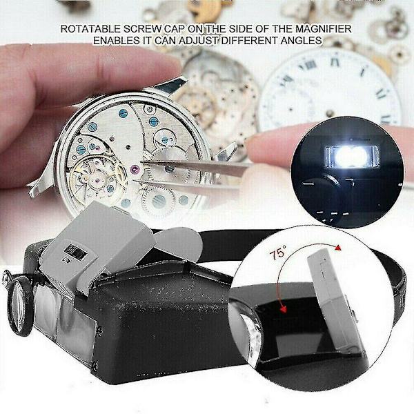 Auto Retractable Head Led Hovedbånd Forstørrelsesglas Oplyst Visir Briller Lupe