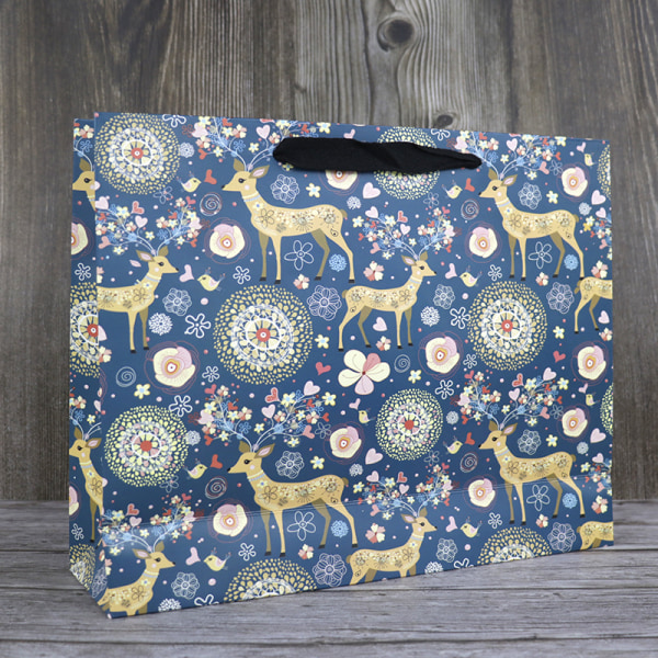 Julhjort tote bag presentpåse, extra stor horisontell version 43*12.5*32cm