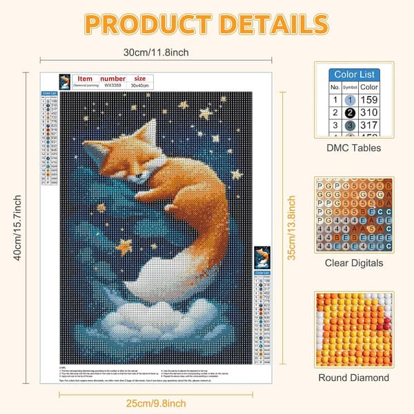 30x40cm Diamantmålning Rävar Kits, 5D Diamantmålning Kits för