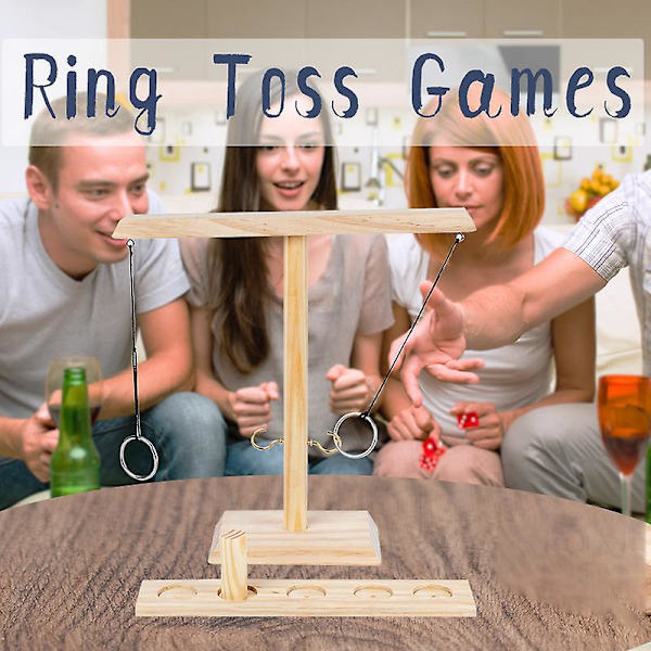Ring Toss Spel Kul Sport Utomhus Inomhus Handgjorda Trä Ring Toss Krokar Snabbt Interaktivt Spel B