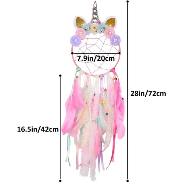 1 stk drømmefanger for barn, enhjørning, gigantisk håndlaget drømmefanger F