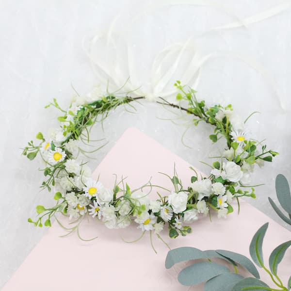 Boho hårblomsterkrone Kunstig blomsterkrone Brudkrone for W