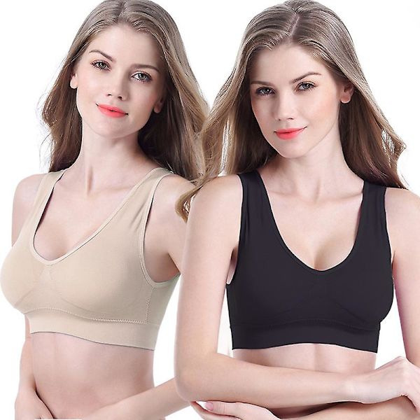 Sport BH til kvinder i store størrelser med aftagelige puder - komfortabel yoga- og sove-bralette - sømløs, strækbar, fritid, XXL