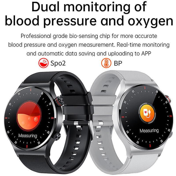 Qw33 Smart Watch Ecg PPG Musikspelare Bluetooth Stegräkning Ring Sport Fitness Tracker（Svart）
