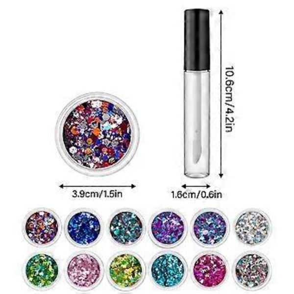 4 Ask Nagelkonst Glitter Paljetter Nagel Flakes Design Holografiska Nagelkonst Tillbehör för Kvinnor Flickor Manikyr Glimmer Set of 12