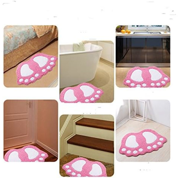 Skridsikker absorberende bademåtte, stort fødder design, polyester, pink