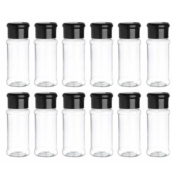 12 Pack Plastic Spice Jars With Lid, 100ml Spice Storage Container Bottle Condiment Seasoning Pepper Salt Jars