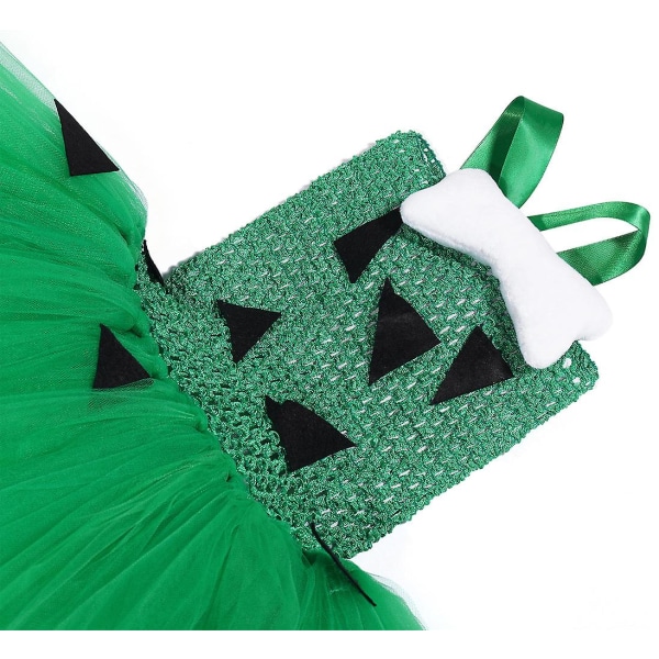 Halloween Flintstones Bone Tutu Kostyme Kjole For Jenter 1-12y Ferie（M(3-4Y) Grønn）