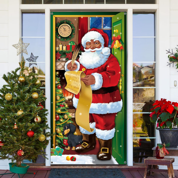 Santa Claus door cover 90x203cm Christmas door banner hanging ban