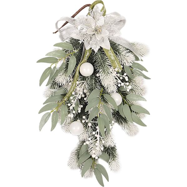 Hvid, 1 stk. kunstig juleguirlande, 19,7 tommer Poinsett