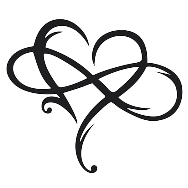 Metallista valmistettu seinävaate, sydämen muotoinen seinätaide, ikuisuuden symboli lahja häihin